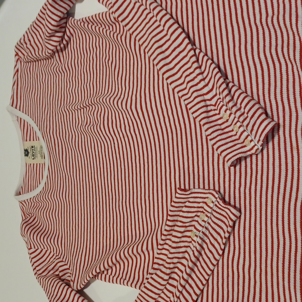 Levi's original large red&white stripe long sleeve pull on cotton Shirt